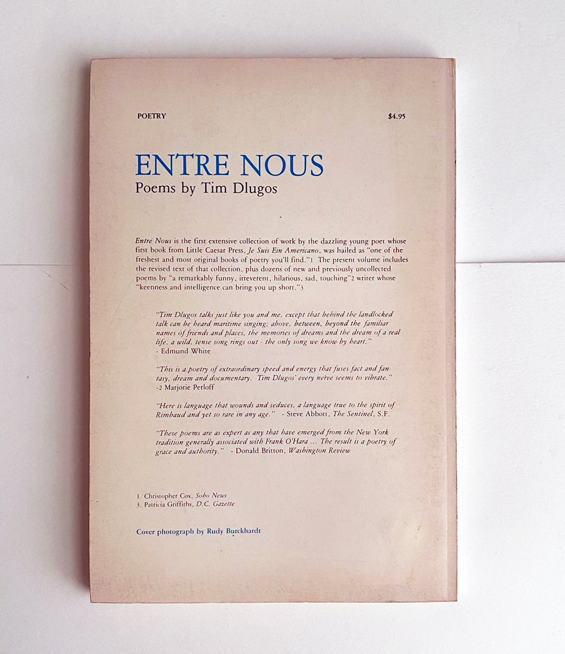 ENTRE NOUS Poems by Tim Dlugos