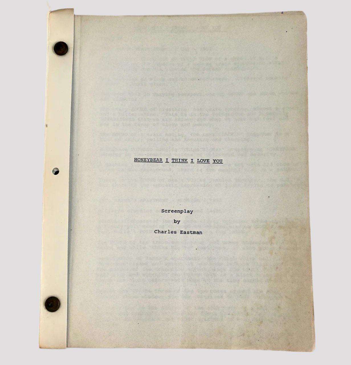 “Honeybear, I Think I Love You” Screenplay by Charles Eastman
